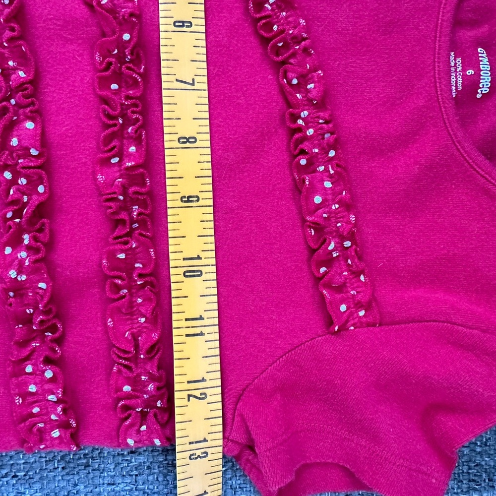 Gymboree Girls Red Dot Ruffle 100% Cotton Short Sleeve T-Shirt Size 6 - Picture 3 of 7